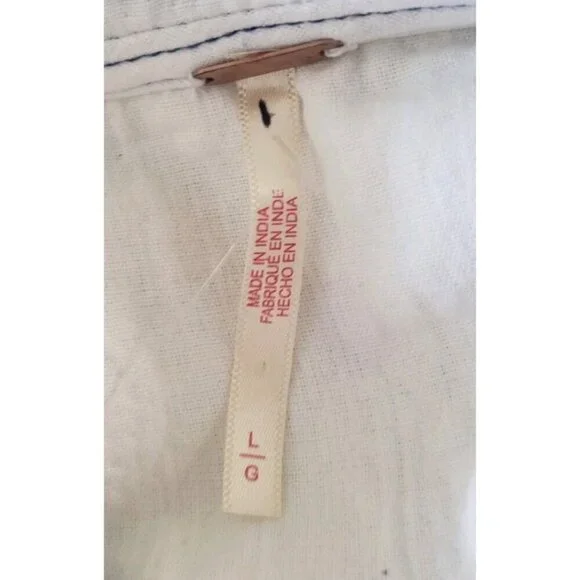 NEW FREE PEOPLE MORE TO COME EMBROIDERED LONG SLEEVE IVORY MINI DRESS LARGE